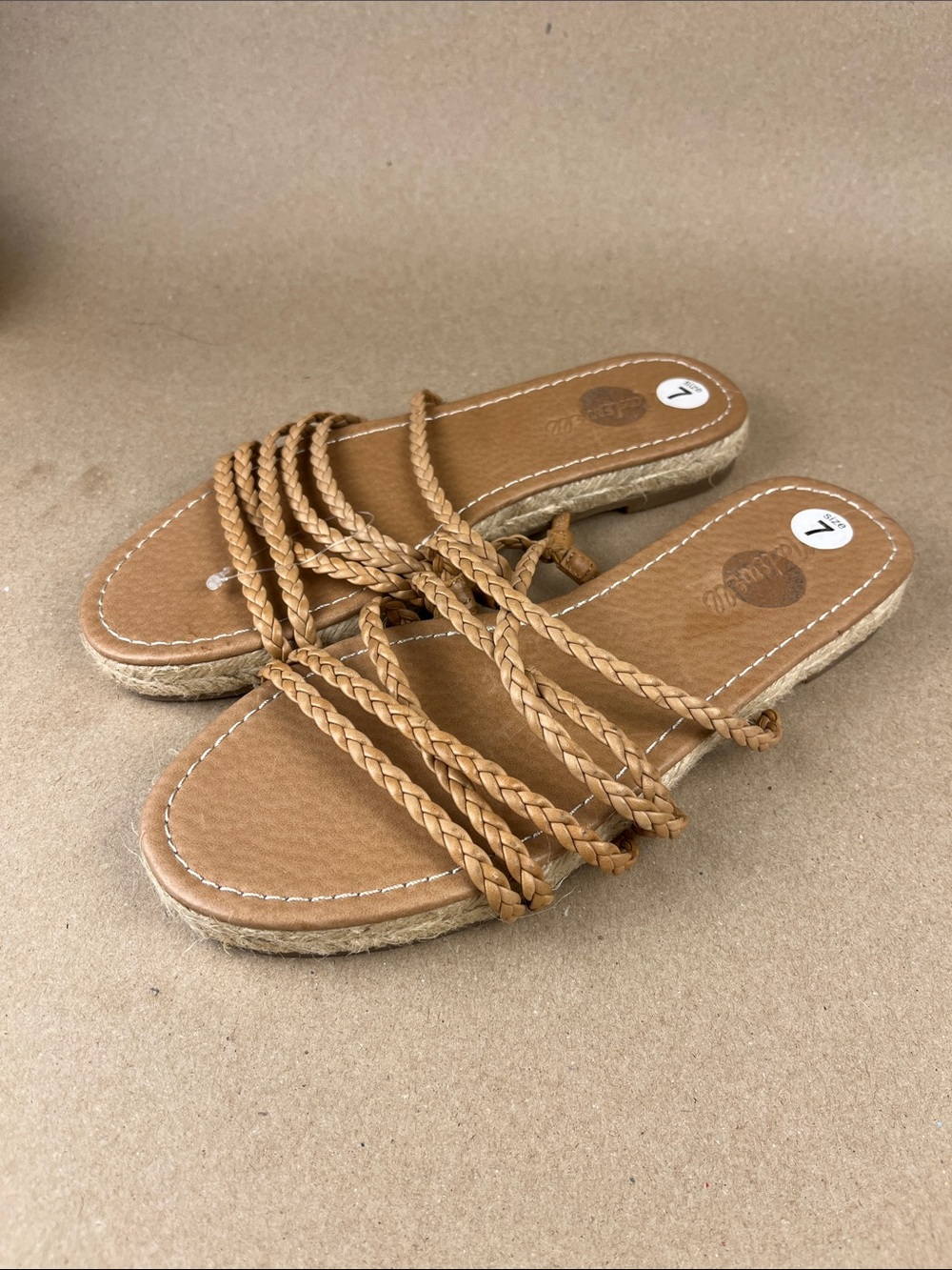 Madewell Kathryn Espadrille Slide Sandal Braided Leather Women’s 7 Tan NWOT - Picture 1 of 7